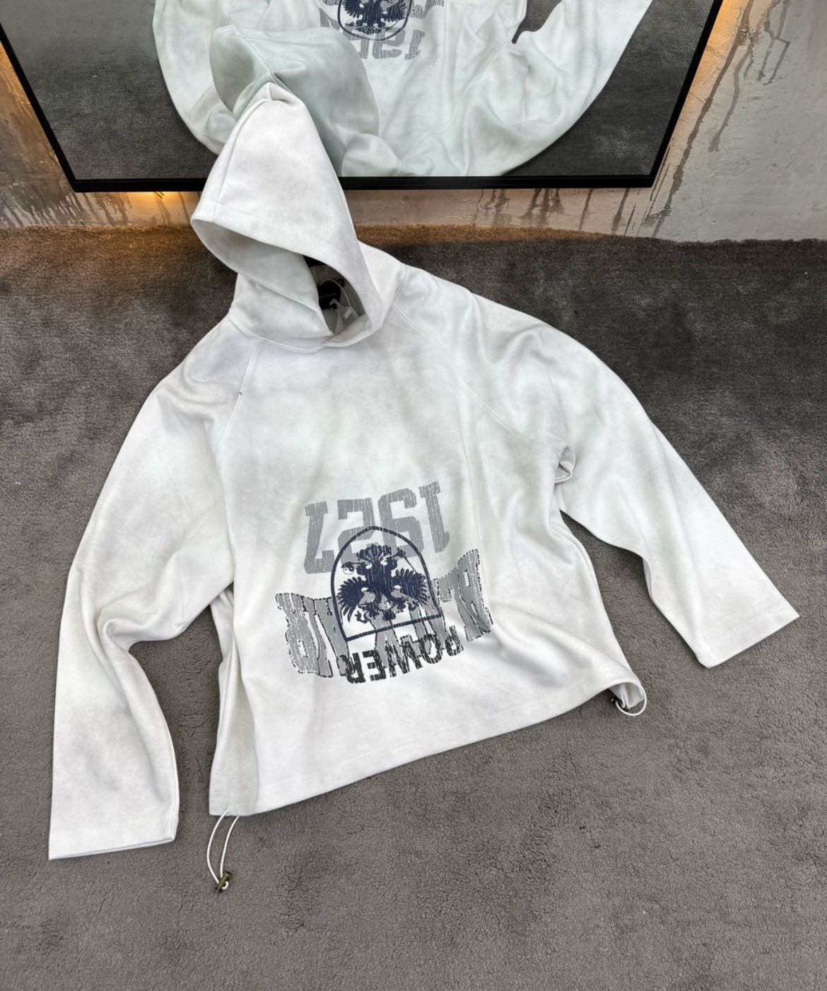 Washed White Graphic Hoodie – “Black Air 1927”