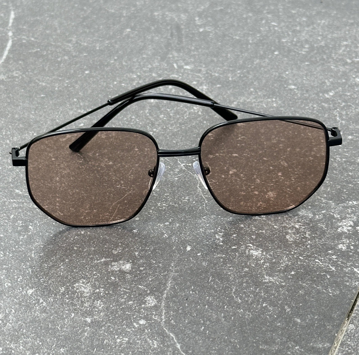 Hexa-Frame Minimalist Sunglasses