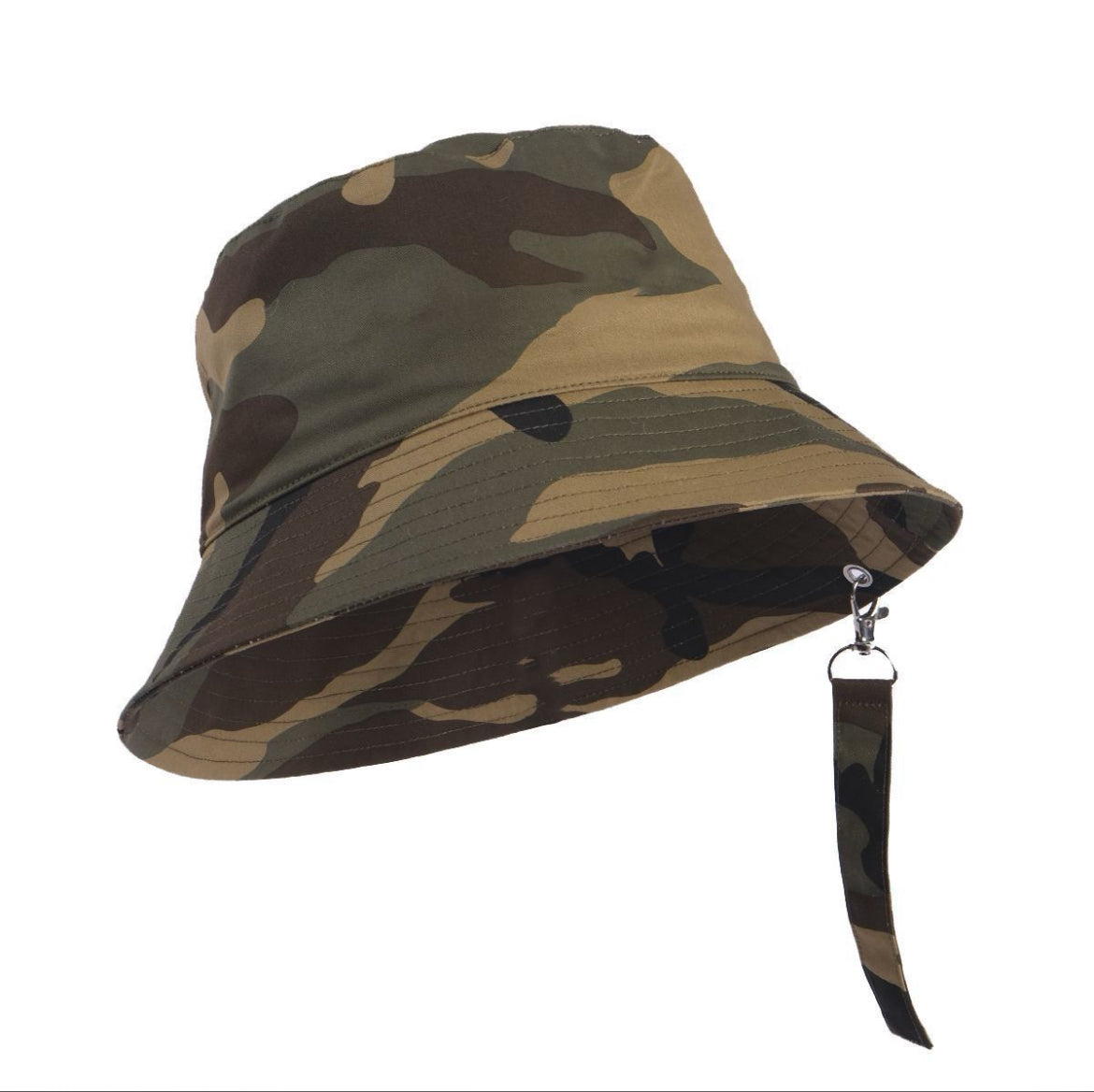 Classic Woodland Camo Bucket Hat with Detachable Strap