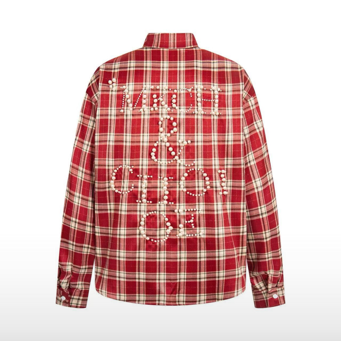 Pearl Embellished Plaid Shirt
