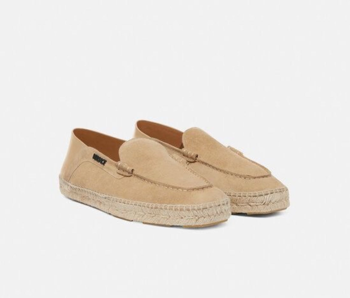 Versace Suede Espadrille Loafers – Sandstone Beige