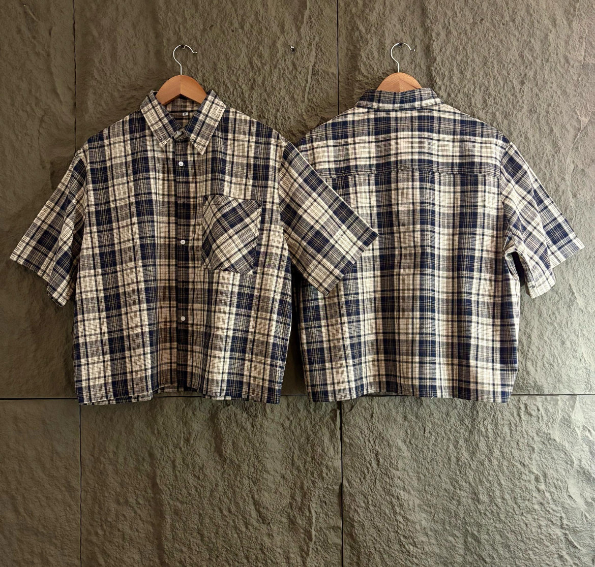 Classic Boxy Fit Plaid Short Sleeve Shirt
