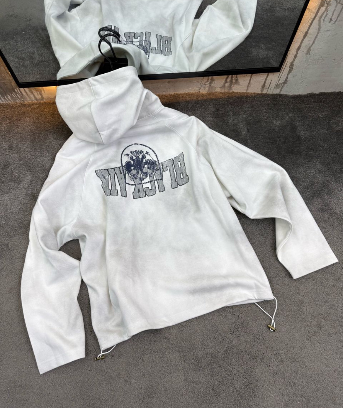Washed White Graphic Hoodie – “Black Air 1927”