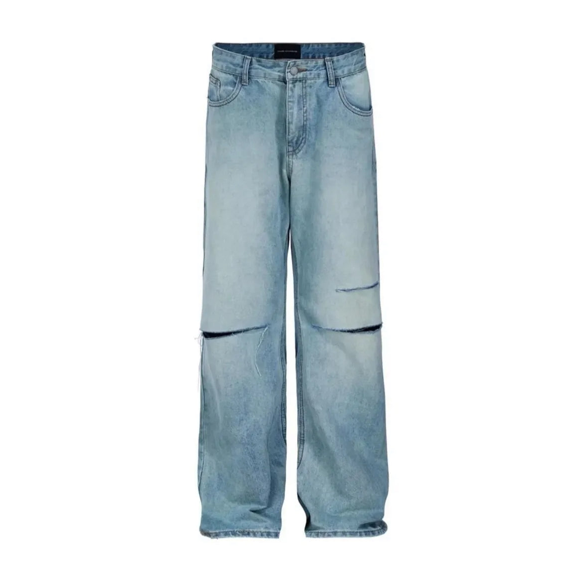 Light Wash Ripped Knee Wide-Leg Jeans