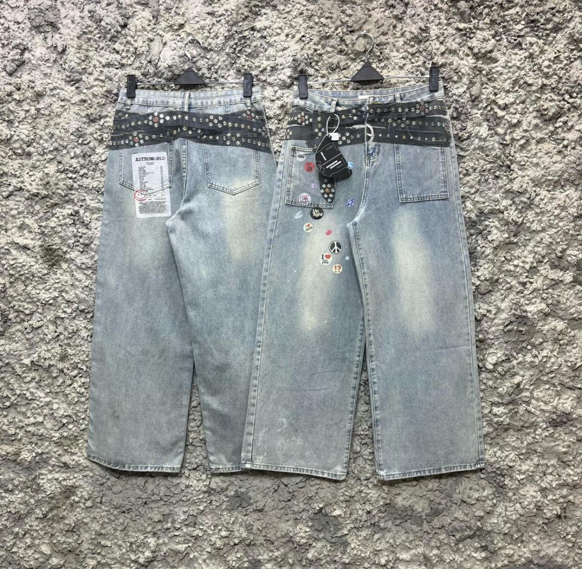 Rebel Patchwork Studded Denim