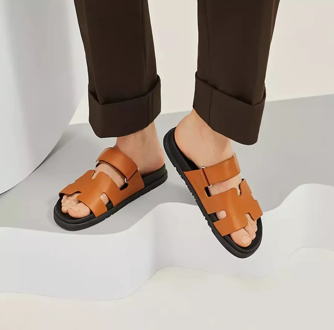 Hermes Cut-Out Slide Sandals