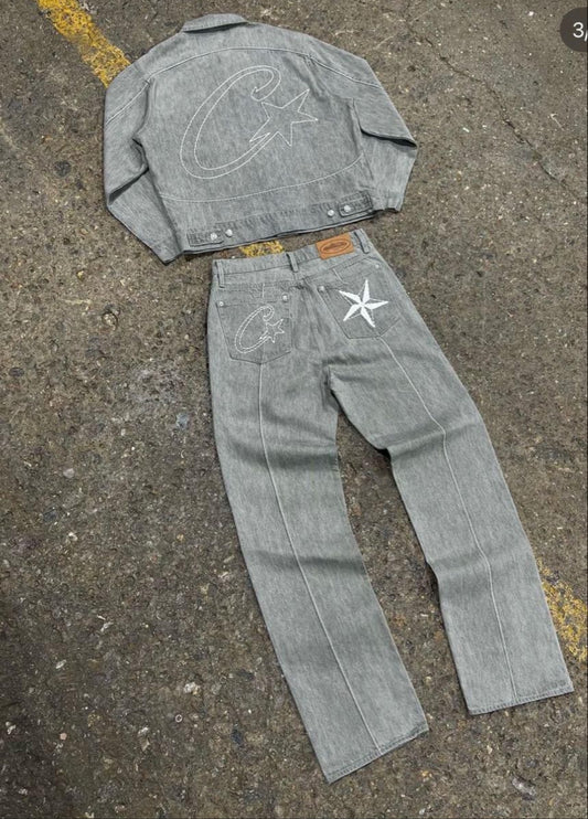 Corteiz Denim Sets - Grey