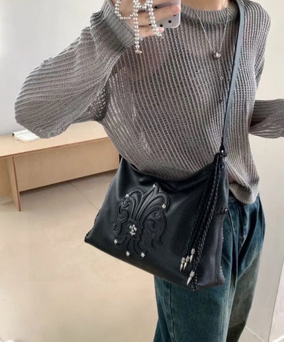 Gothic Embellished Fleur-De-Lis Shoulder Bag