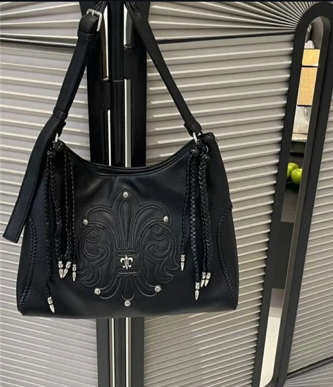 Gothic Embellished Fleur-De-Lis Shoulder Bag