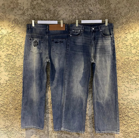 Vintage Wash Wide-Leg Denim