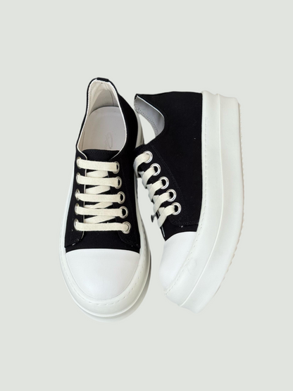Rick Owens Leather Sneaks - Black & Off-white