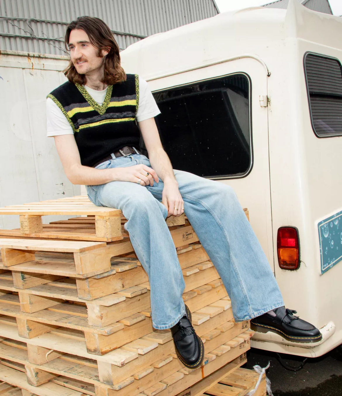 Dr. Martens Adrian Yellow Stitch Leather Tassel Loafers