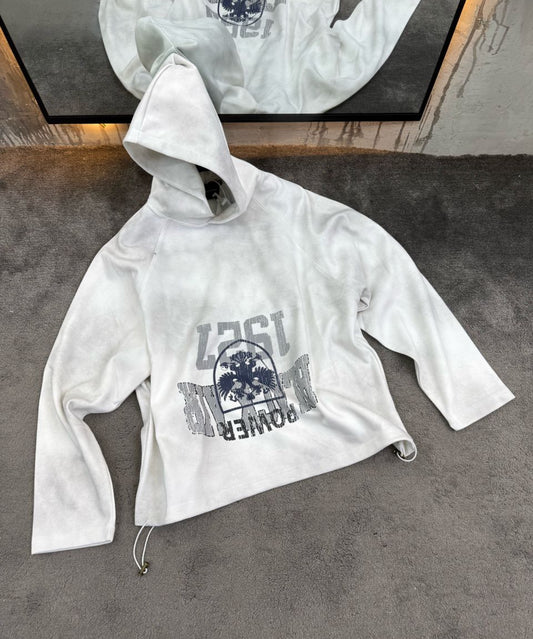 Washed White Graphic Hoodie – “Black Air 1927”