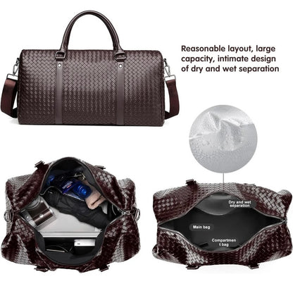 Venta Woven Leather Duffel Bag