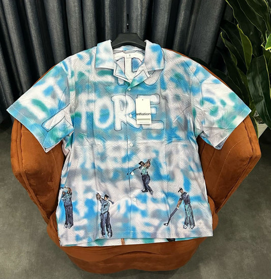 FORE! Airbrush Golf Graphic Button-Up Shirt