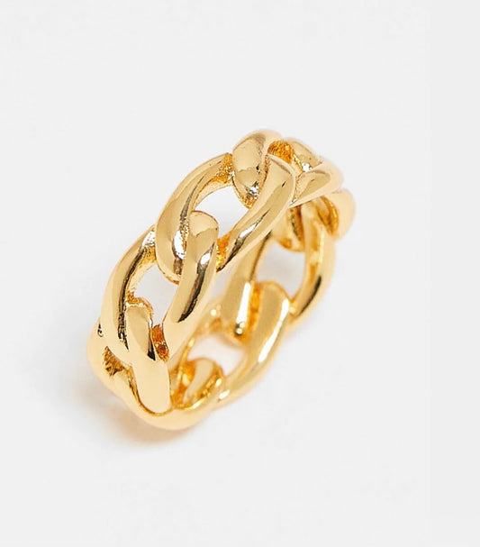 Gold-Tone Cuban Chain Link Ring