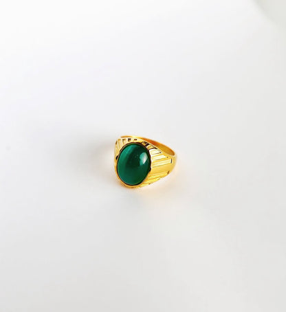 Emerald Radiance Gold-Tone Signet Ring
