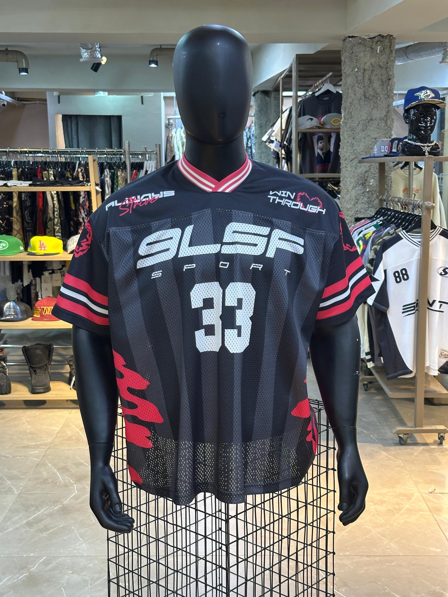 9LSF Sport Mesh Jersey - Black & Red