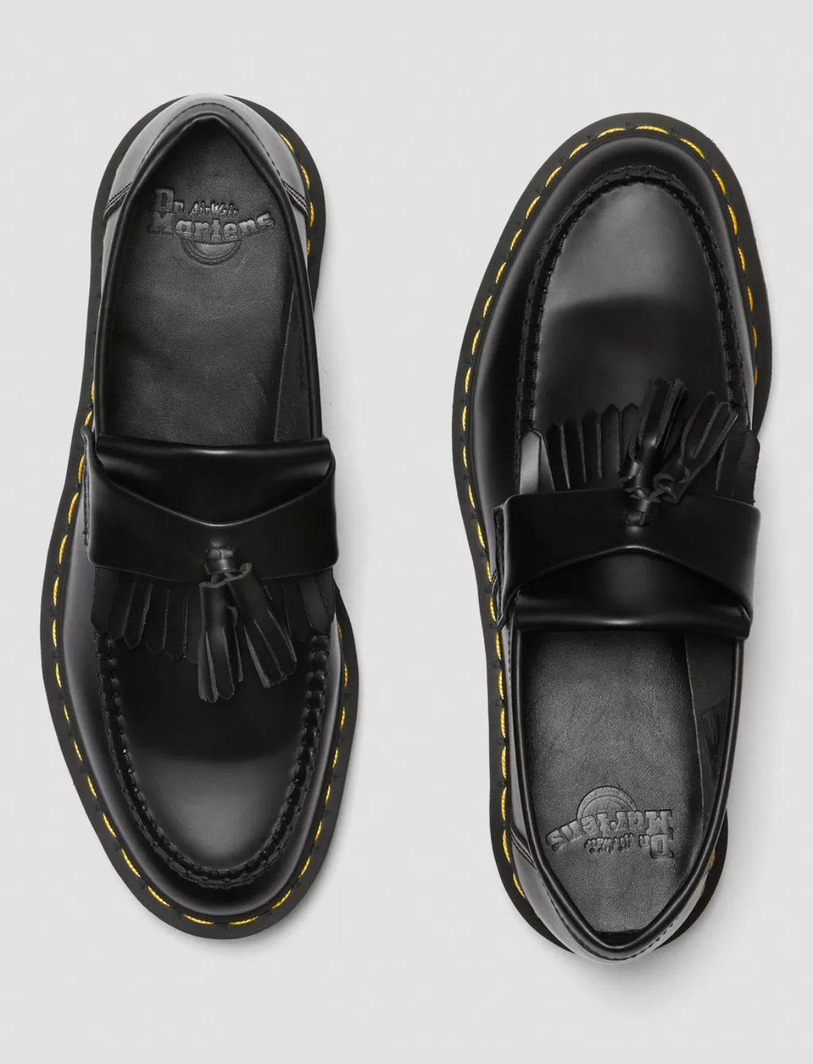 Dr. Martens Adrian Yellow Stitch Leather Tassel Loafers