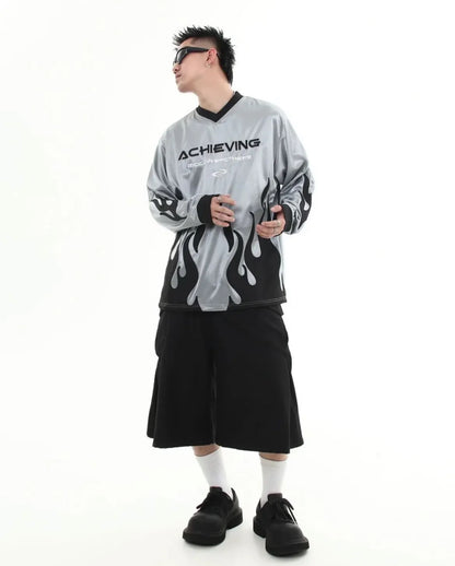 “Achieving” Flame Graphic Long Sleeve Jersey