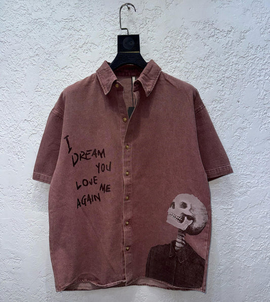 “Dream Again” Vintage Washed Button-Up Shirt