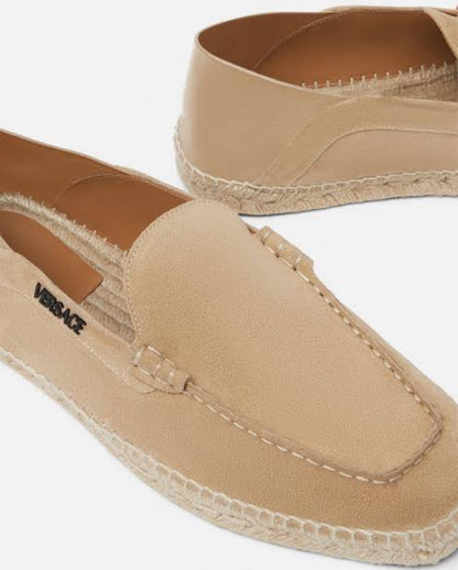 Versace Suede Espadrille Loafers – Sandstone Beige