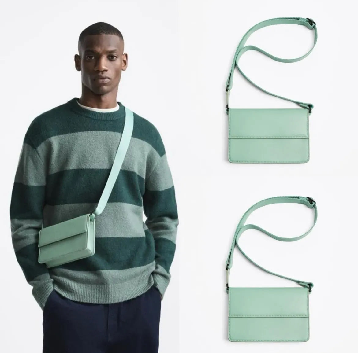 Zara Structured Crossbody Bag in Mint Green
