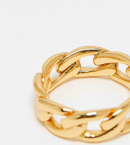 Gold-Tone Cuban Chain Link Ring