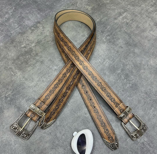 Western Trail Tooled Leather Belt
