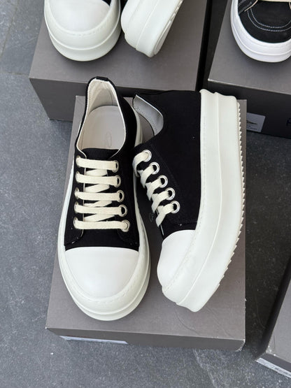 Rick Owens Leather Sneaks - Black & Off-white