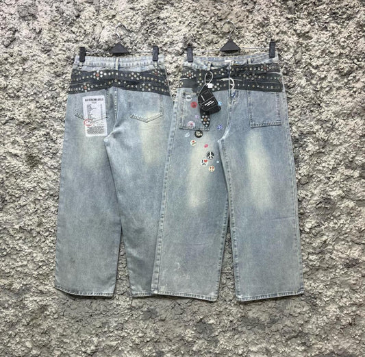 Rebel Patchwork Studded Denim