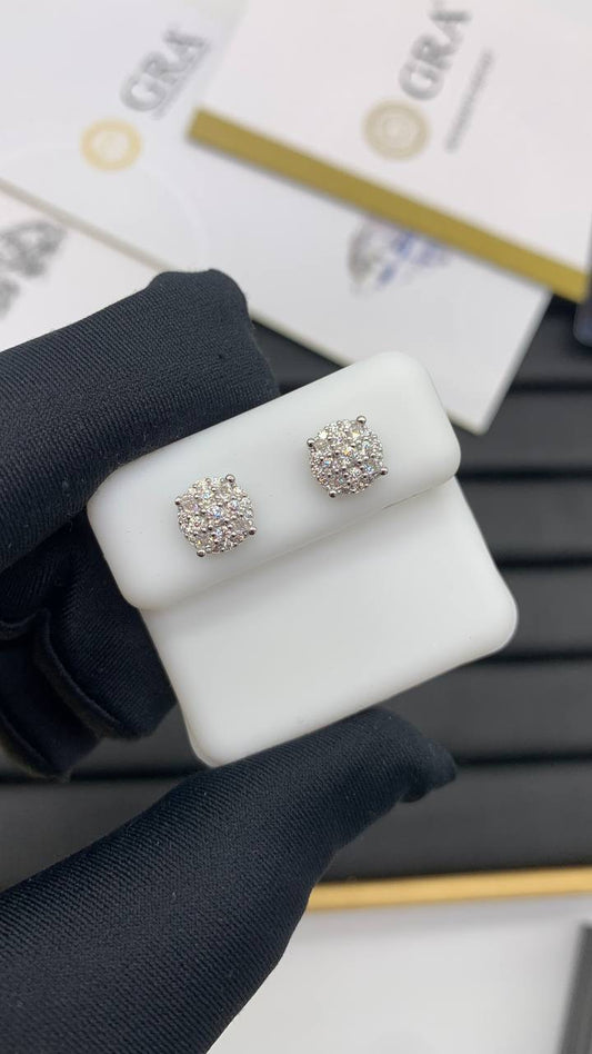 VVS Moissanite Cushion Cluster Stud Earrings